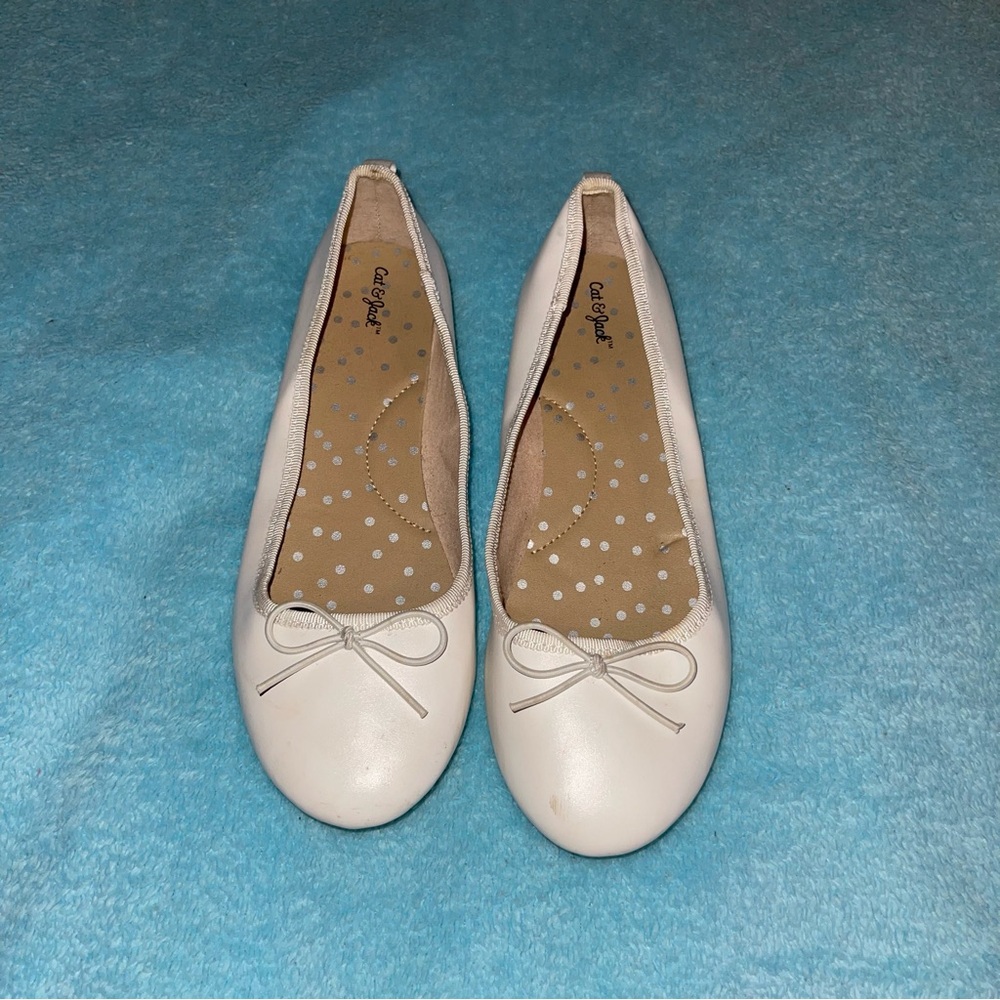 Girls White Slip-On Ballet Flats